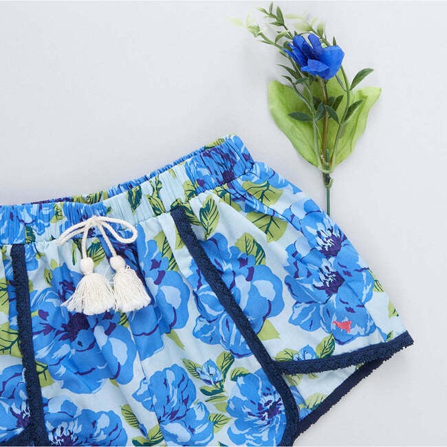 Girls Millie Short, Blue Peonies - Shorts - 3