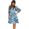 Womens Melissa Dress, Blue Peonies - Dresses - 1 - thumbnail