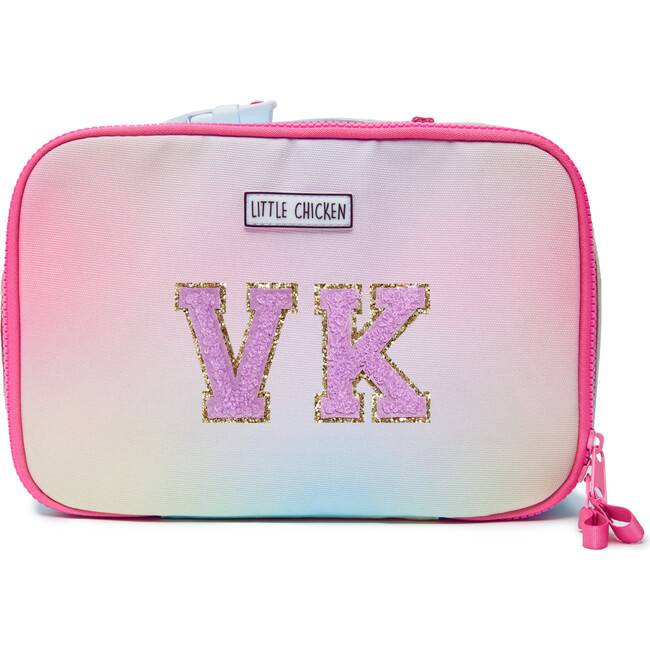 Rainbow Insulated Lunchbox With Monogram Patches, Pink & Multicolors