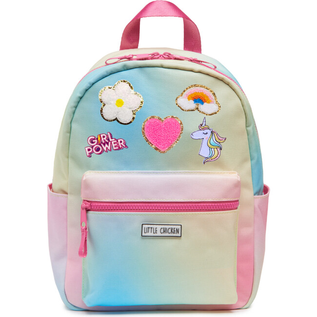Small Rainbow Backpack With Patches, Pink & Multicolors