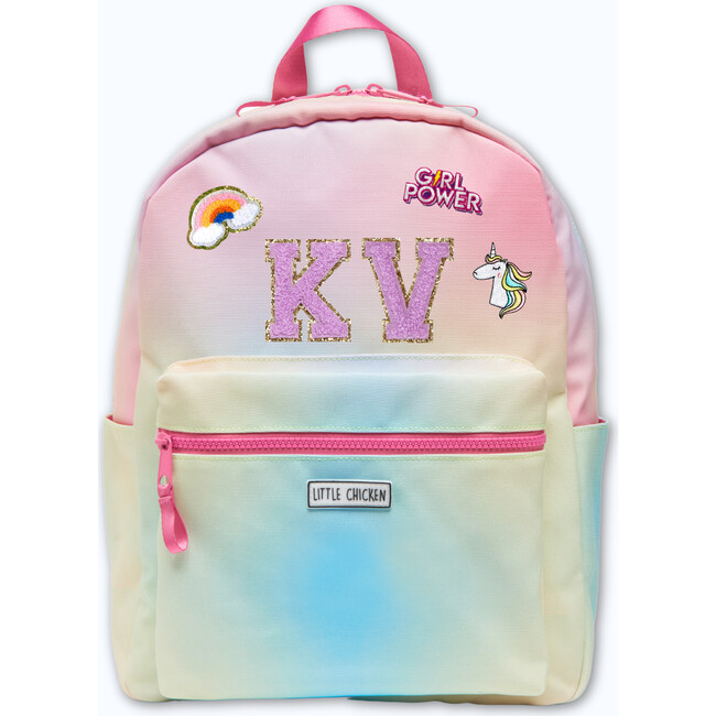 Rainbow Mini Backpack With Monogram Patches, Pink & Multicolors
