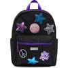 Glitter Backpack With Patches, Black - Backpacks - 1 - thumbnail