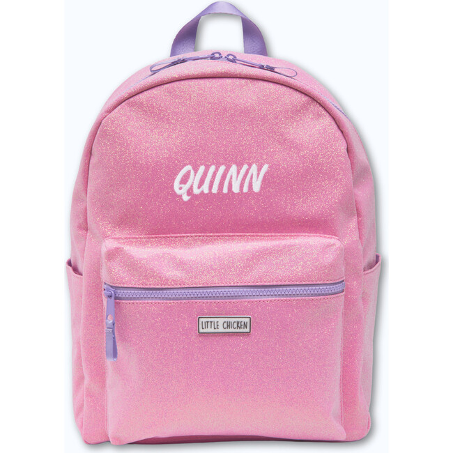 Glitter Backpack With Embroidered Name, Pink
