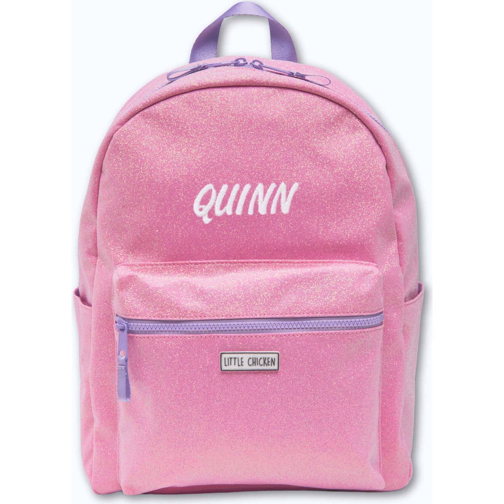 Glitter Backpack With Embroidered Name, Pink - Backpacks - 1
