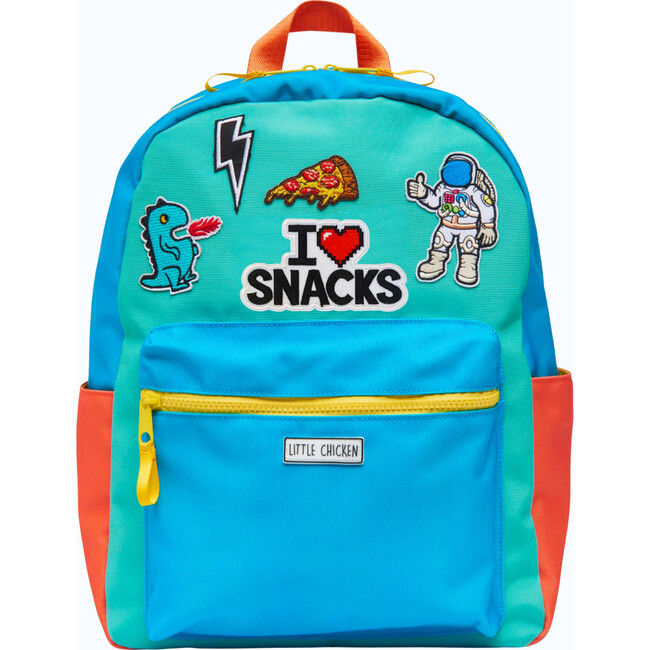 Colorblock Backpack With Patches, Blue & Multicolors
