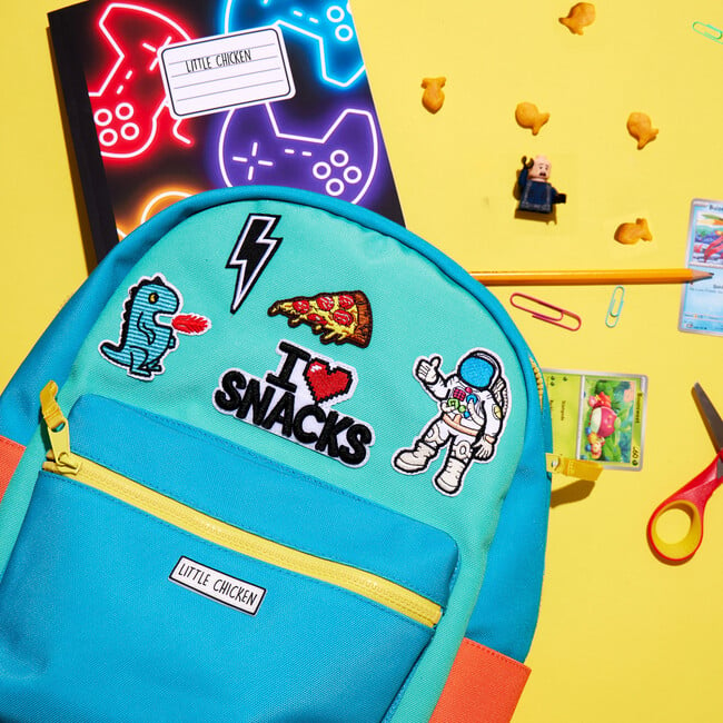 Colorblock Backpack With Patches, Blue & Multicolors - Backpacks - 3