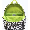 Small Checkered Pattern Backpack With Embroidered Name, Black & White - Backpacks - 4