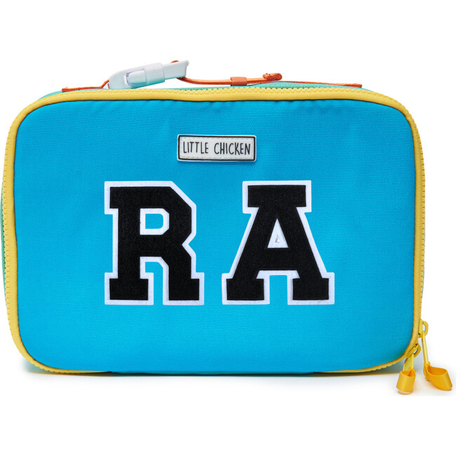 Colorblock Insulated Lunchbox With Monogram Patches, Blue