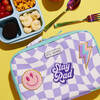 Checkered Pattern Lunchbox With Patches, Purple - Lunchbags - 2