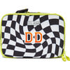 Checkered Pattern Lunchbox With Monogram Patches, Black - Lunchbags - 1 - thumbnail