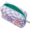 Checkered Pattern Pencil Pouch With Patches, Purple - Bags - 2
