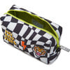 Checkered Pattern Pencil Pouch With Patches, Black - Bags - 2