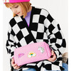 Glitter Pencil Pouch With Patches, Pink - Bags - 4