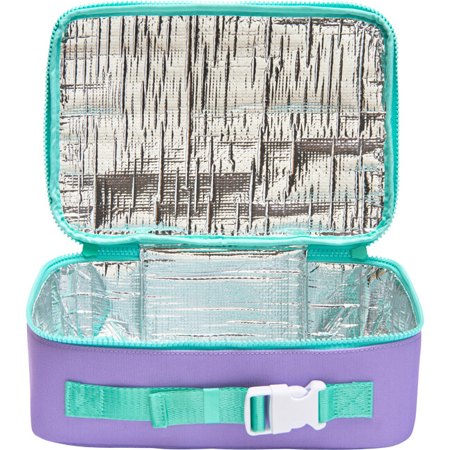 Checkered Pattern Lunchbox With Patches, Purple - Lunchbags - 4