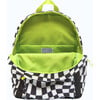 Checkered Pattern Backpack With Patches, Black - Backpacks - 3