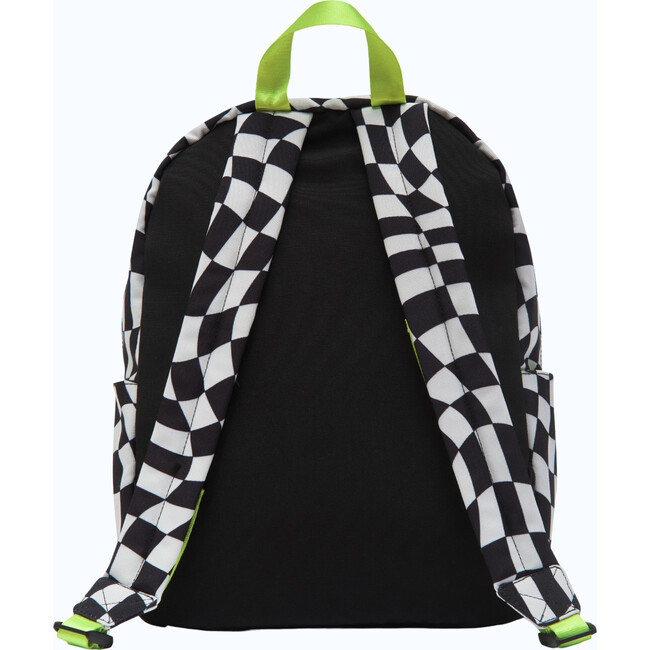 Checkered Pattern Backpack With Monogram Patches, Black - Backpacks - 3