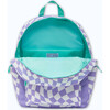 Checkered Pattern Backpack With Patches, Purple - Backpacks - 4