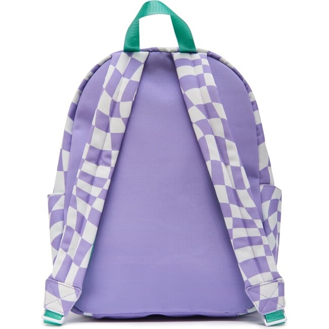 Checkered Pattern Backpack With Monogram Patches, Purple - Backpacks - 3