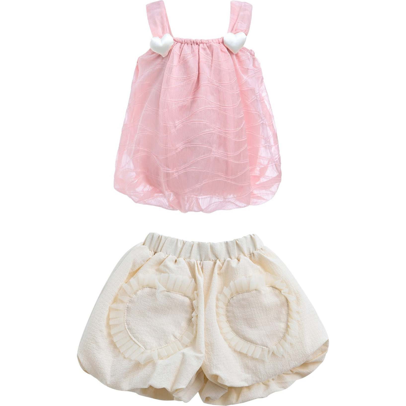 Heart Summer Outfit, Pink - Mixed Apparel Set - 1