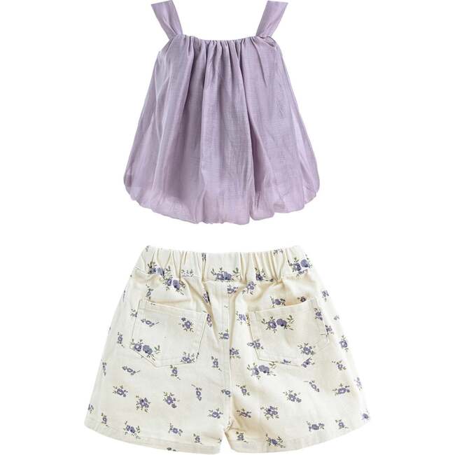 Lavender Bow Outfit, Purple - Mixed Apparel Set - 2