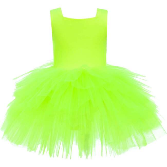 Neon Solid Tutu Dress, Yellow - Leotard - 2