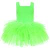 Neon Solid Tutu Dress, Green - Leotard - 1 - thumbnail