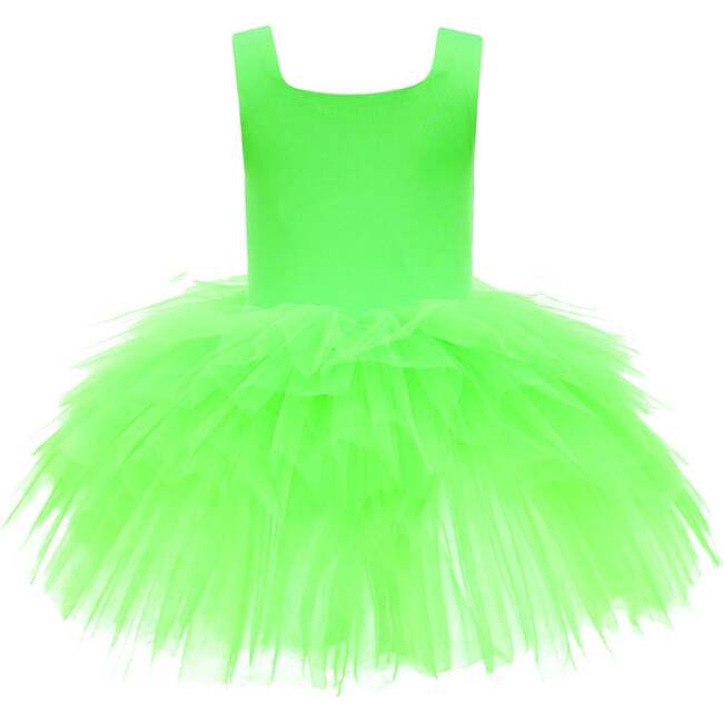 Neon Solid Tutu Dress, Green - Leotard - 2