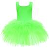 Neon Solid Tutu Dress, Green - Leotard - 2