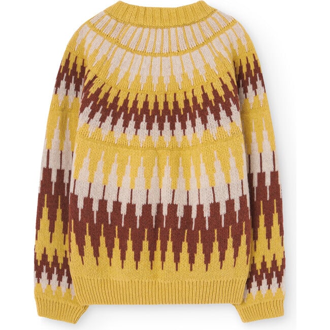 Zig Zag Bull Print Sweater, Yellow - Sweaters - 2