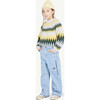 Zig Zag Bull Print Sweater, Soft Blue - Sweaters - 3