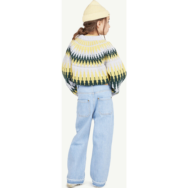 Zig Zag Bull Print Sweater, Soft Blue - Sweaters - 4