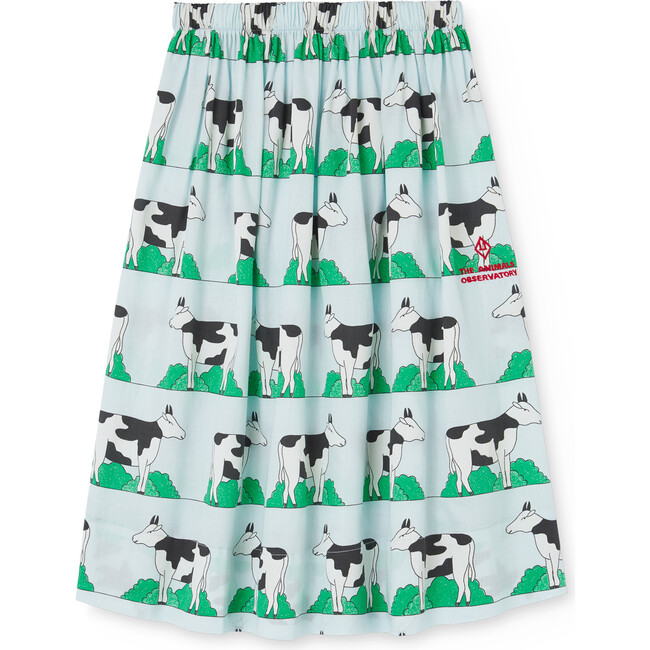 Woven Ladybug Cows Regular Fit Skirt, Soft Blue - Skirts - 1