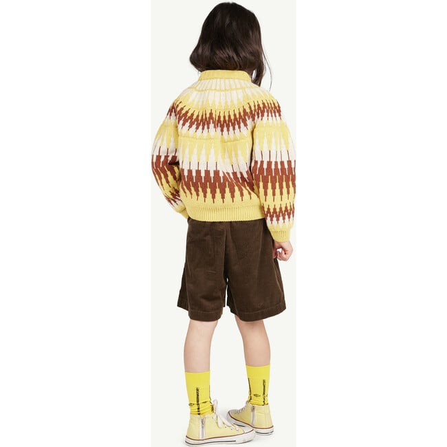 Zig Zag Bull Print Sweater, Yellow - Sweaters - 4