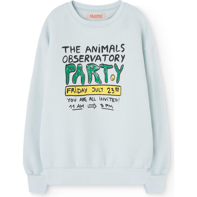Party Bear Print Relaxed Fit Sweatshirt, Soft Blue