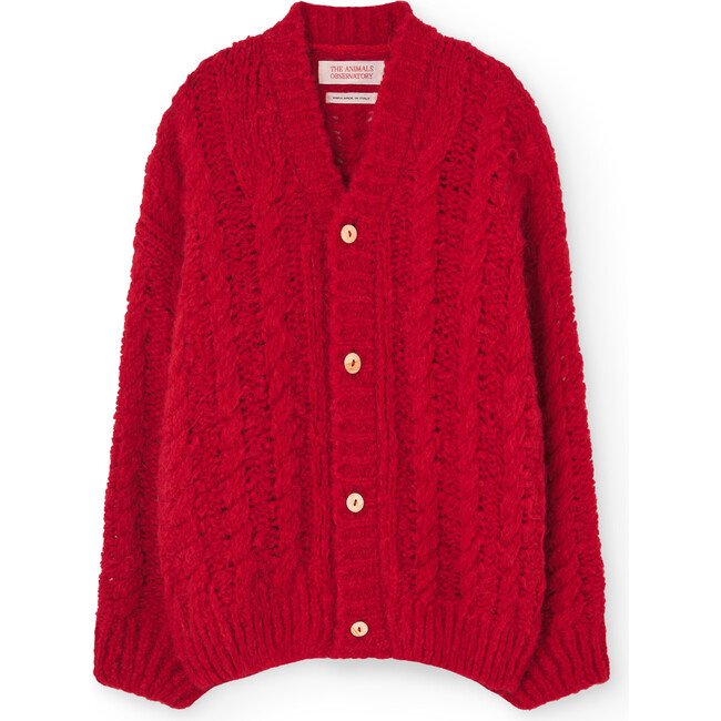 Braids Racoon Relaxed Fit Cardigan, Red