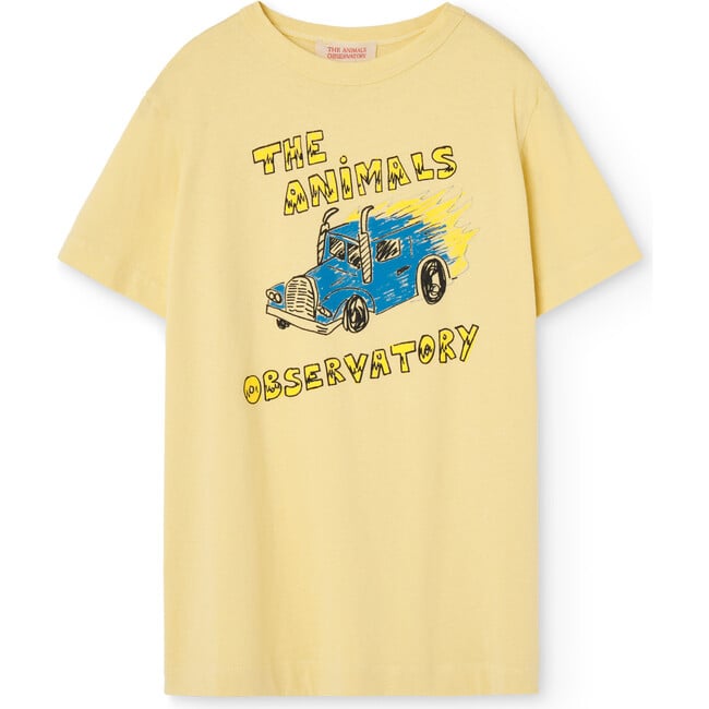 Big Rooster Truck Print Relaxed T-Shirt, Soft Yellow