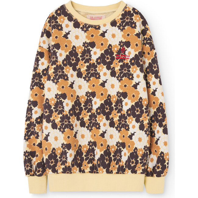 Bear Flowers Relaxed Fit Sweatshirt, Soft Yellow