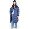 Calf Striped Relaxed Fit Padded Jacket, Navy - Jackets - 3