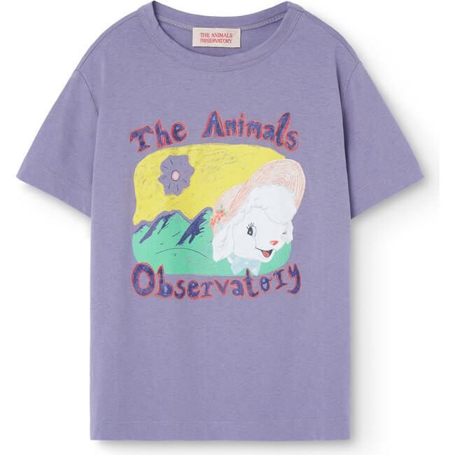 Rooster Sheep Print Regular Fit T-Shirt, Purple