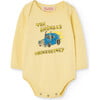 Baby Wasp Truck Bodysuit, Soft Yellow - Bodysuits - 1 - thumbnail