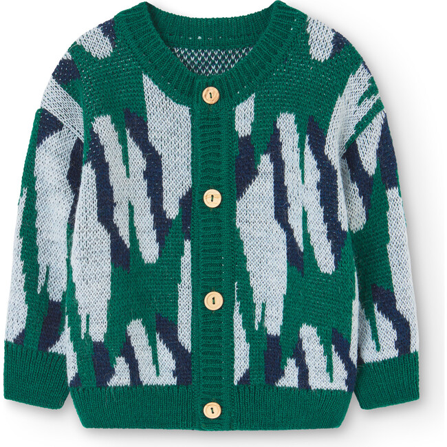 Baby Serval Knit Cardigan, Green