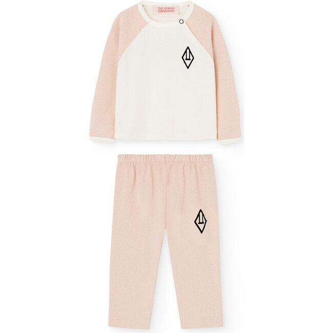 Baby Bicolor 2-Piece Raglan Sleeve T-Shirt & Pant Set, Rose