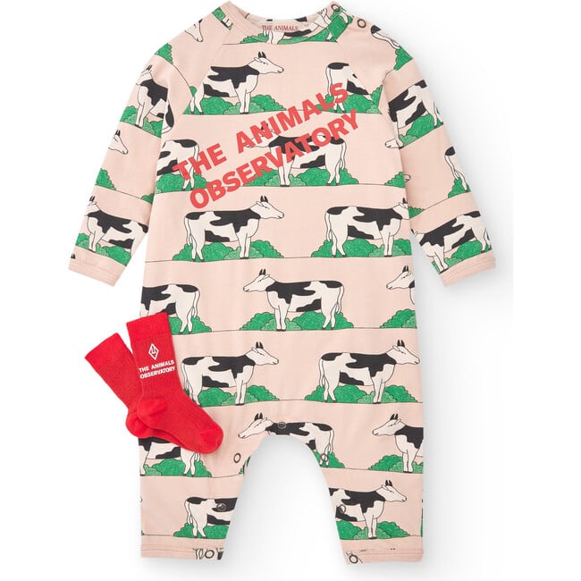 Baby Owl Cows Onesie, Rose - Bodysuits - 3