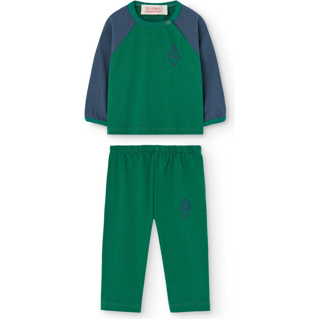 Baby Bicolor 2-Piece Raglan Sleeve T-Shirt & Pant Set, Green
