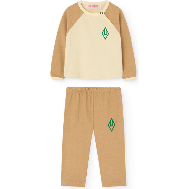 Baby Bicolor 2-Piece Raglan Sleeve T-Shirt & Pant Set, Brown