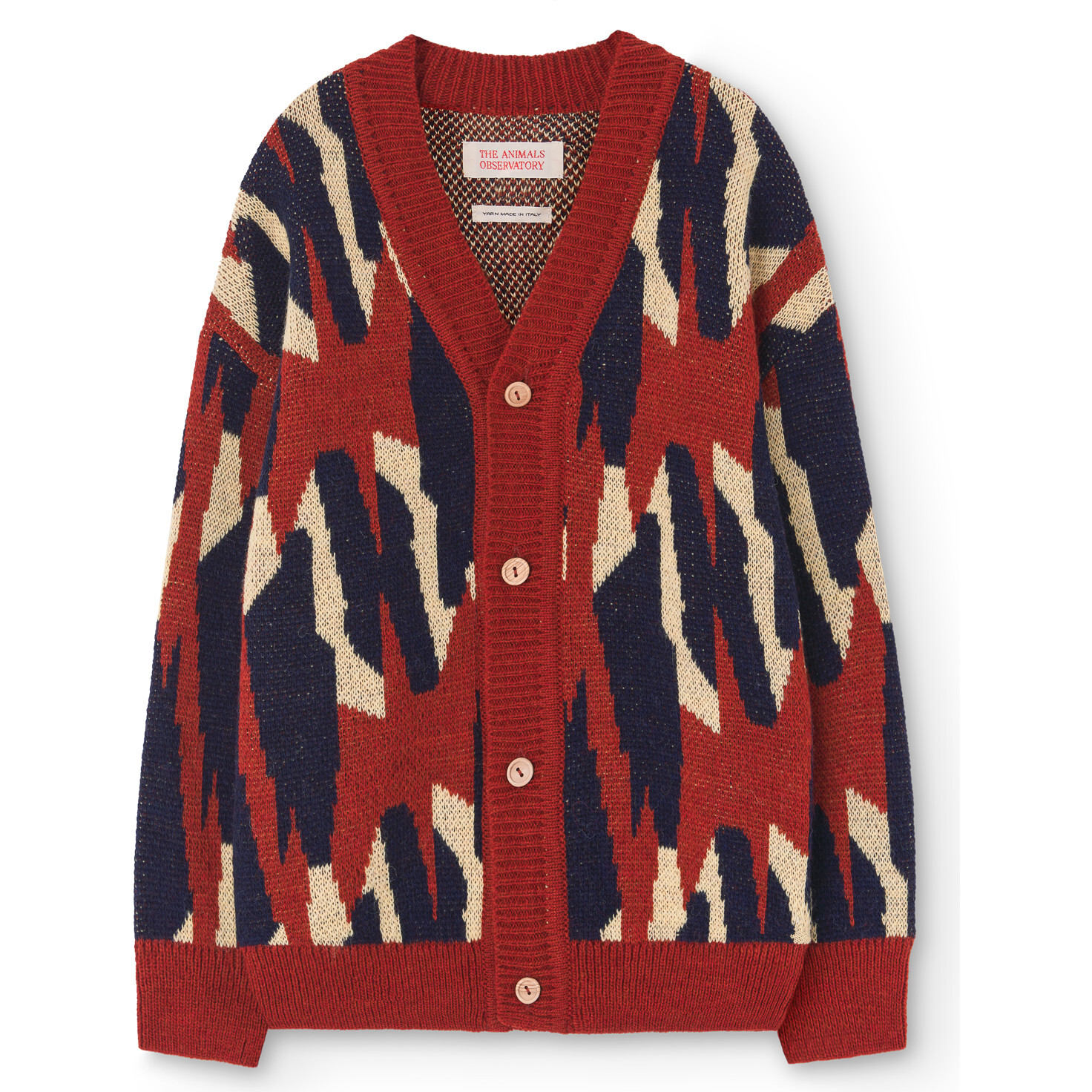 Arty Racoon Relaxed Fit Cardigan, Brown - The Animals Observatory