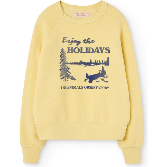 Shark Holidays Raglan Sleeve Relaxed Fit Sweatshirt, Soft Yellow