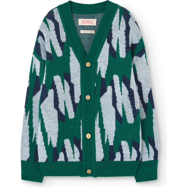 Arty Racoon Relaxed Fit Cardigan, Green