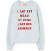 Shark Art Raglan Sleeve Relaxed Fit Sweatshirt, Soft Blue - Sweatshirts - 1 - thumbnail