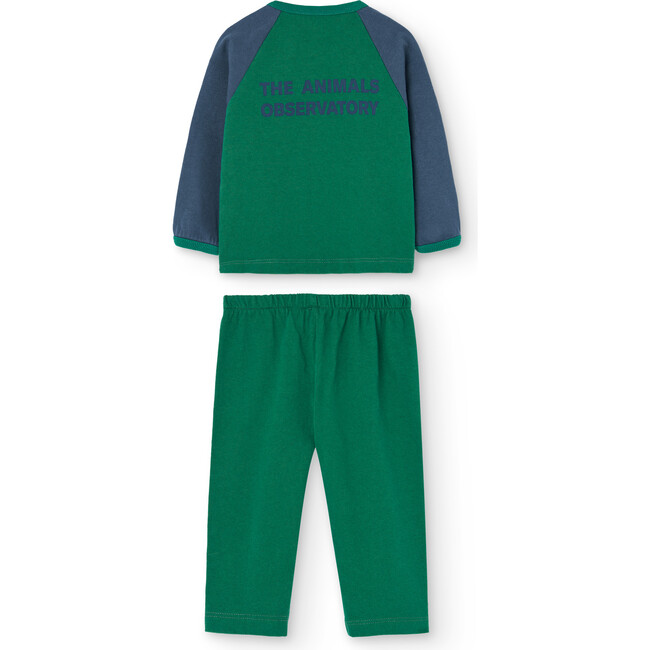 Baby Bicolor 2-Piece Raglan Sleeve T-Shirt & Pant Set, Green - Two Pieces - 2